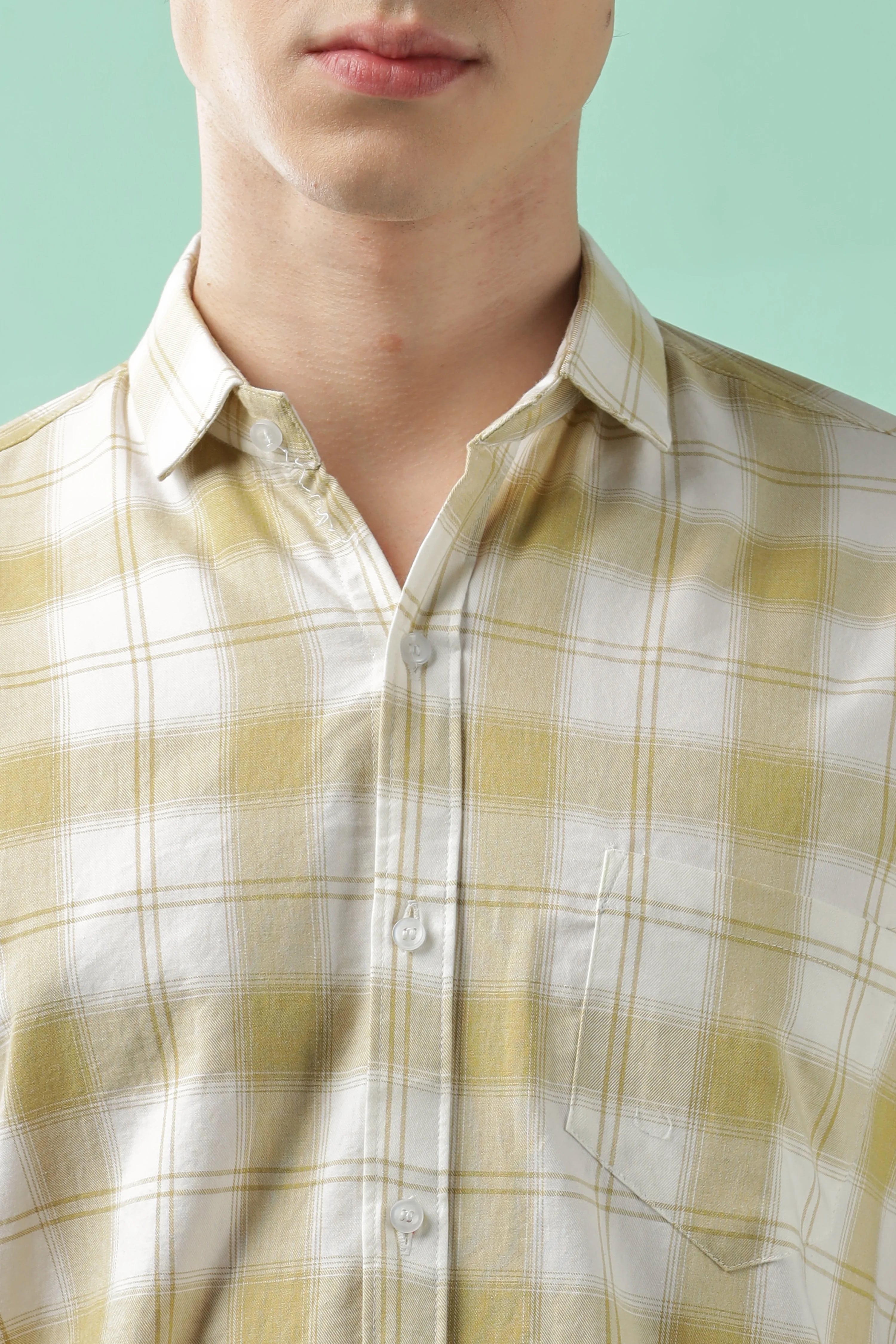 Classic Yellow Checkered Cotton Blend Shirt