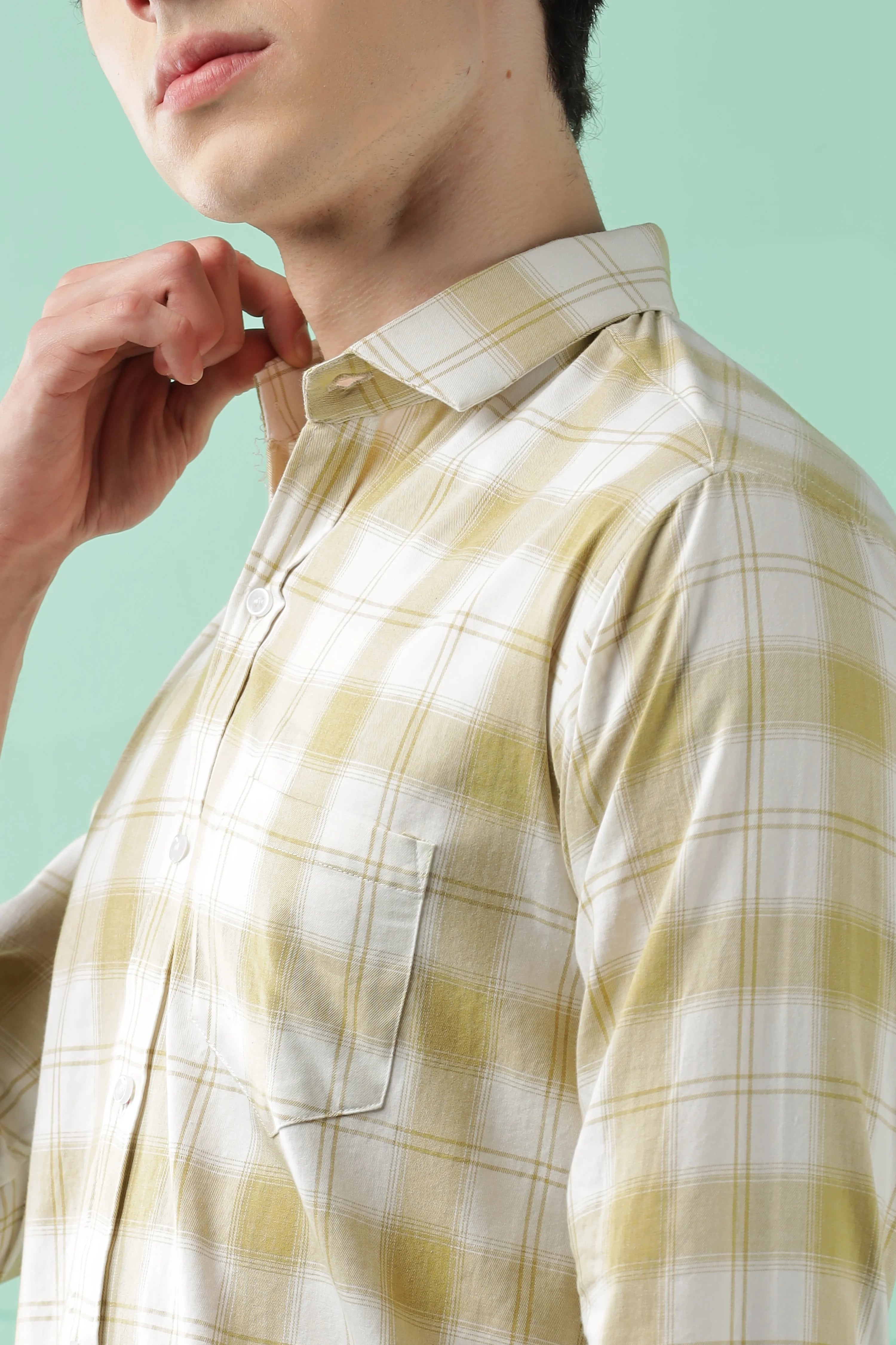 Classic Yellow Checkered Cotton Blend Shirt