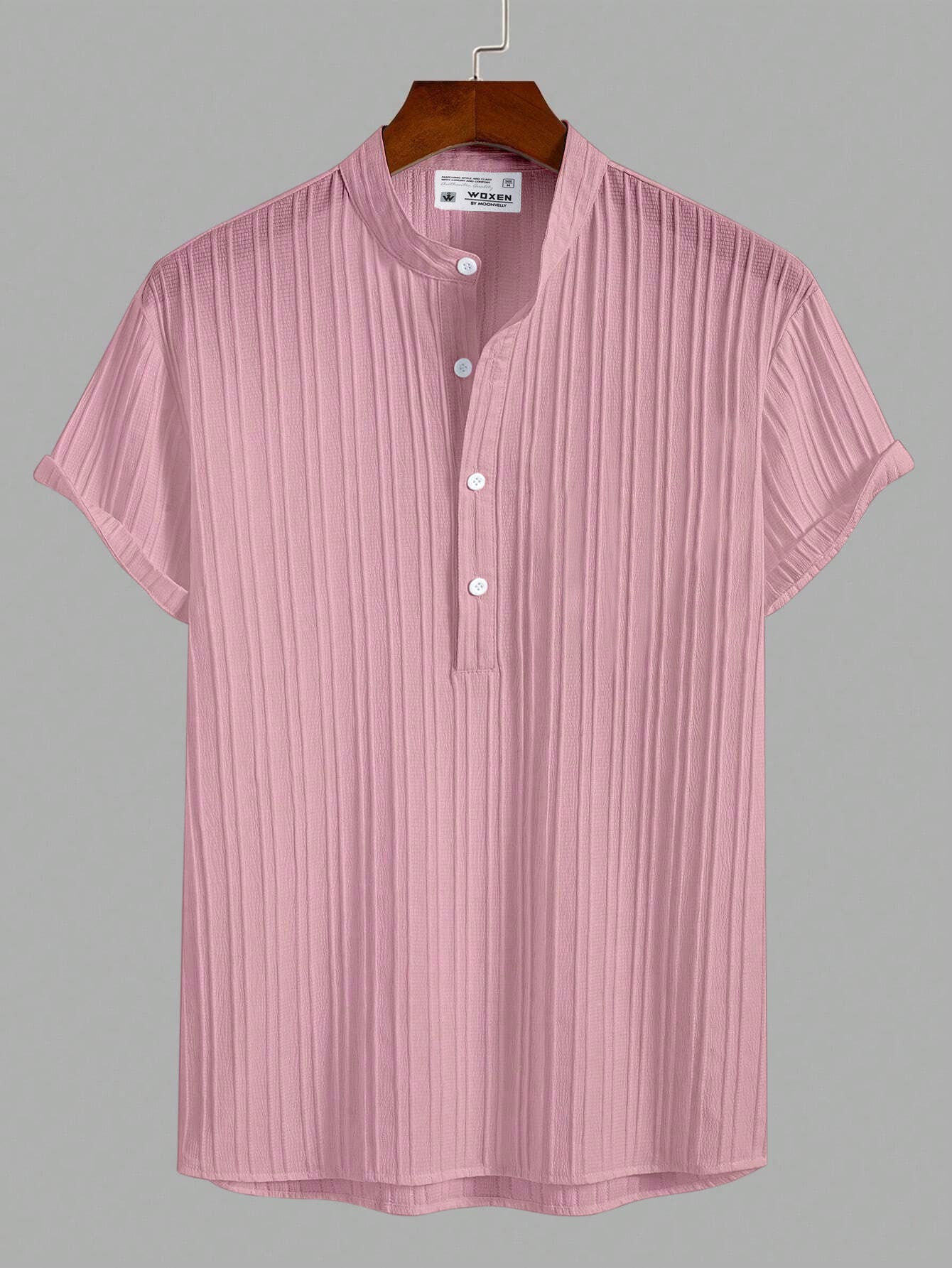 Pink Breeze Mandarin Collar Shirt