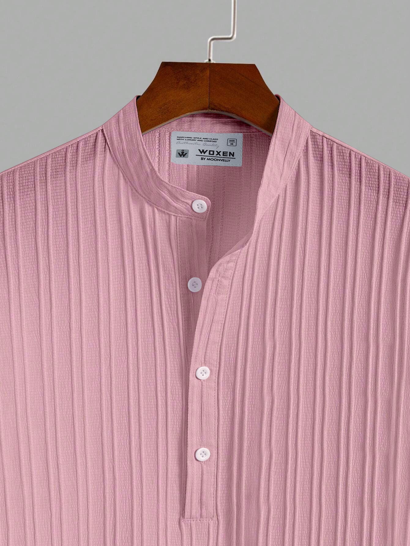 Pink Breeze Mandarin Collar Shirt