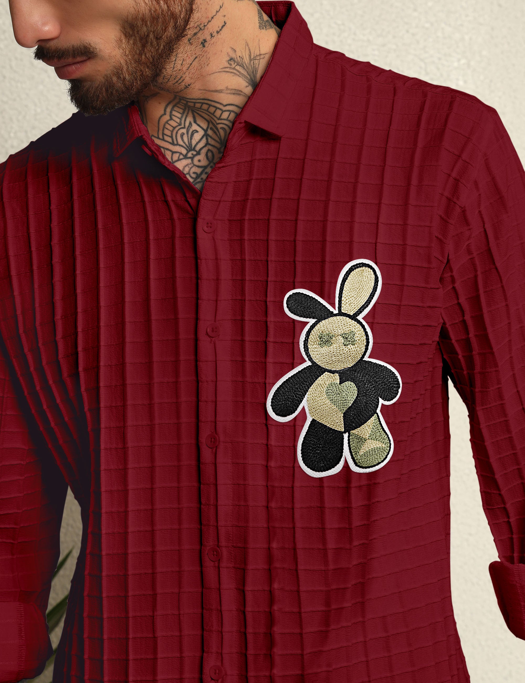 Fun Element Embroidery Patch Maroon Shirt