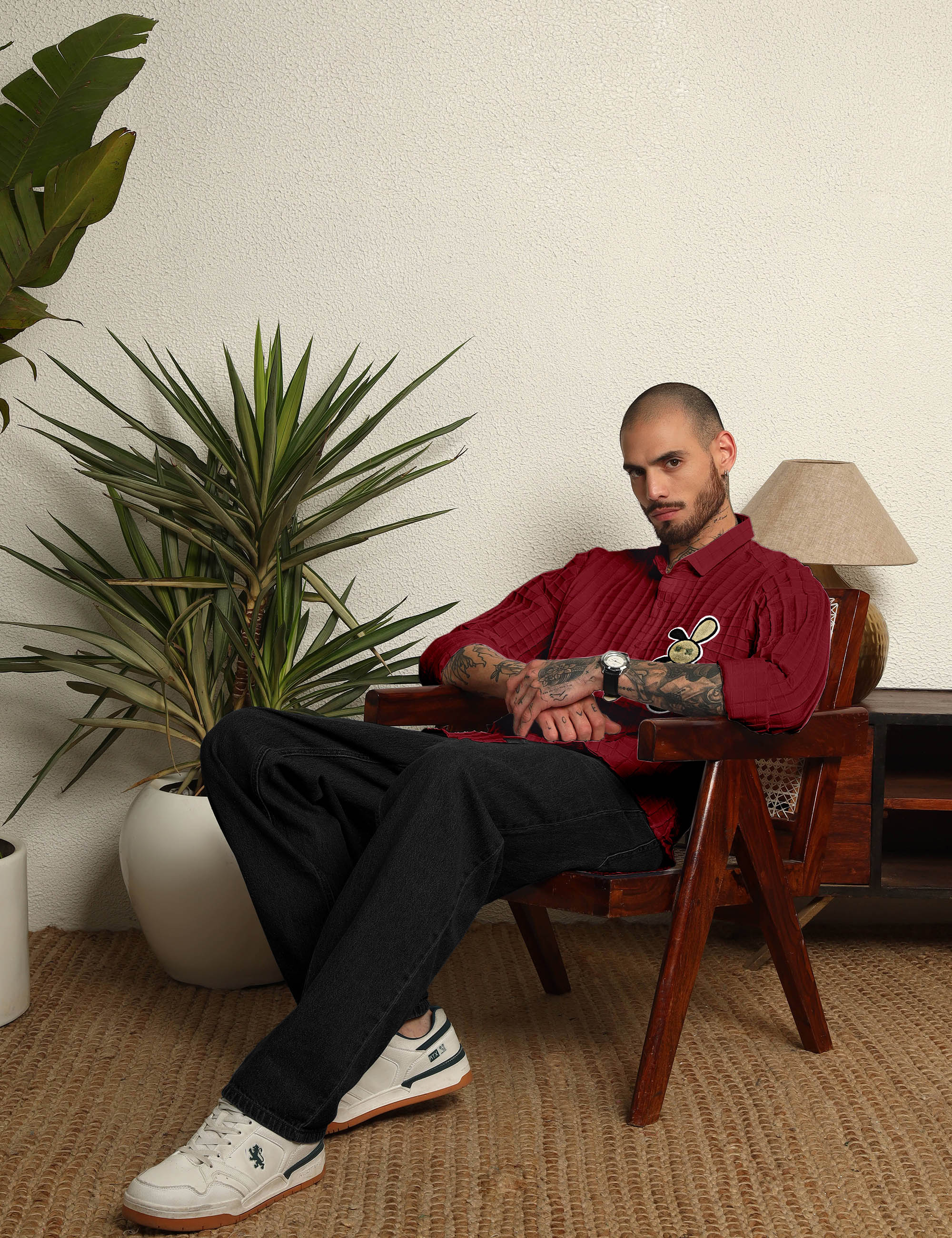 Fun Element Embroidery Patch Maroon Shirt