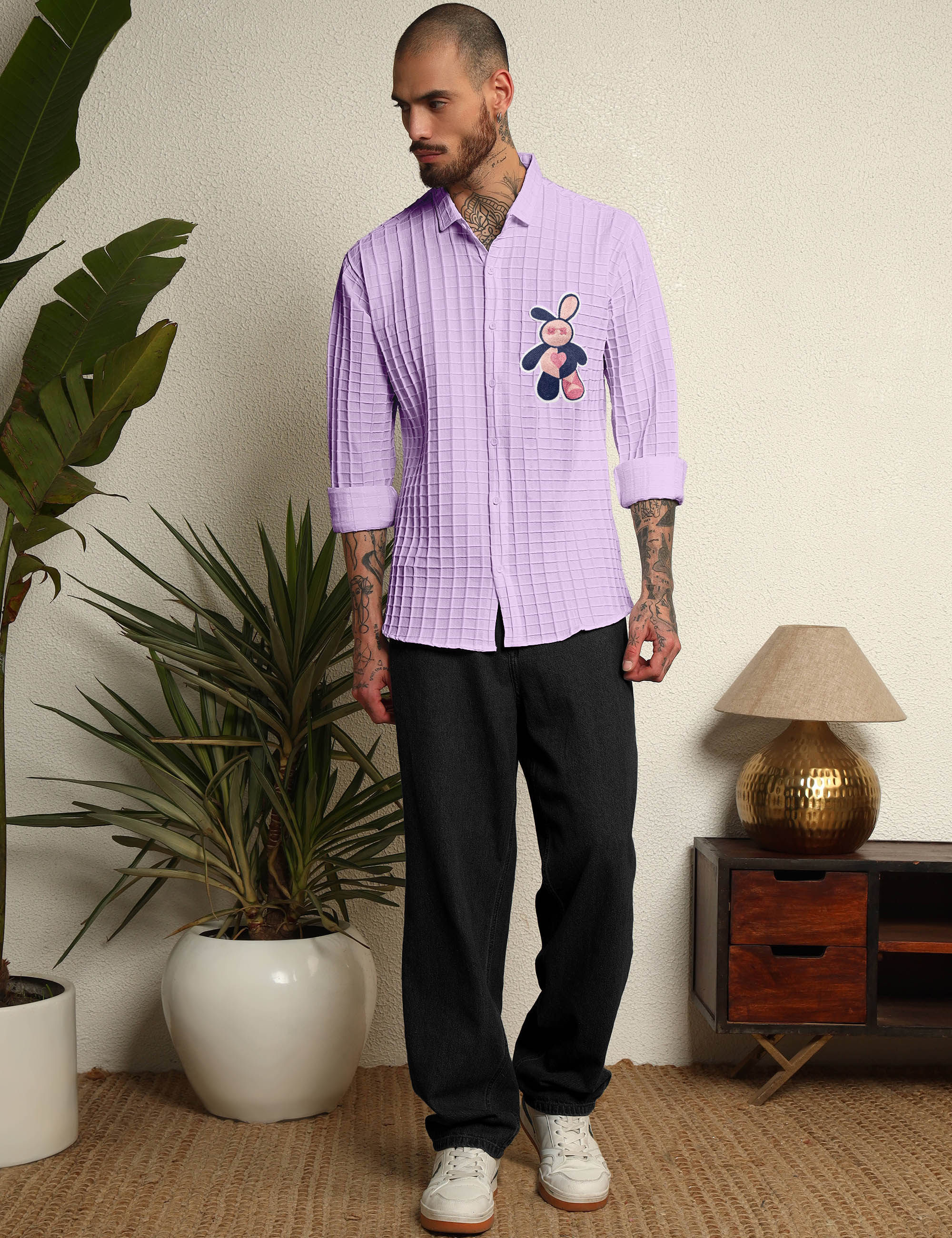 Fun Element Embroidery Patch Lavender Shirt