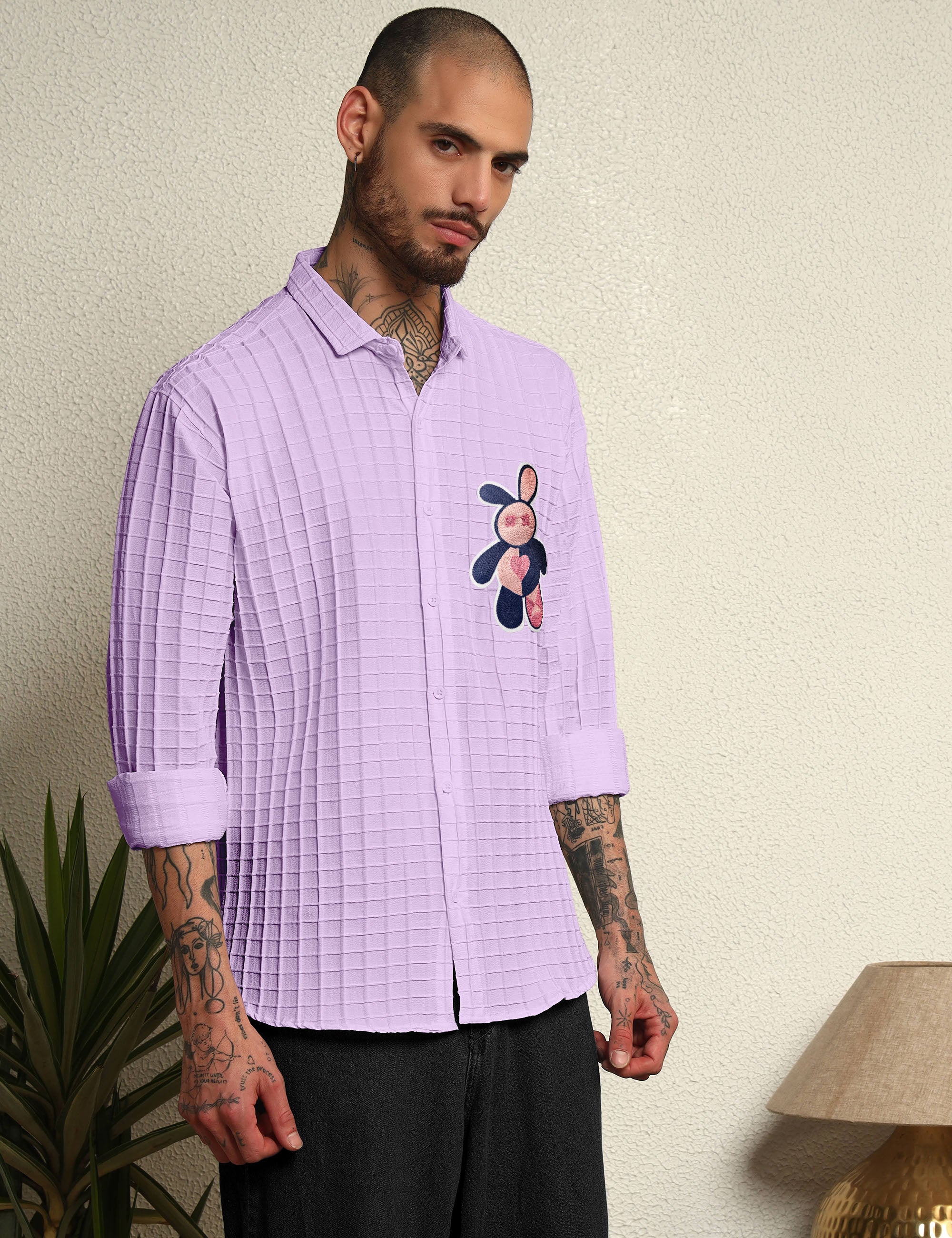 Fun Element Embroidery Patch Lavender Shirt