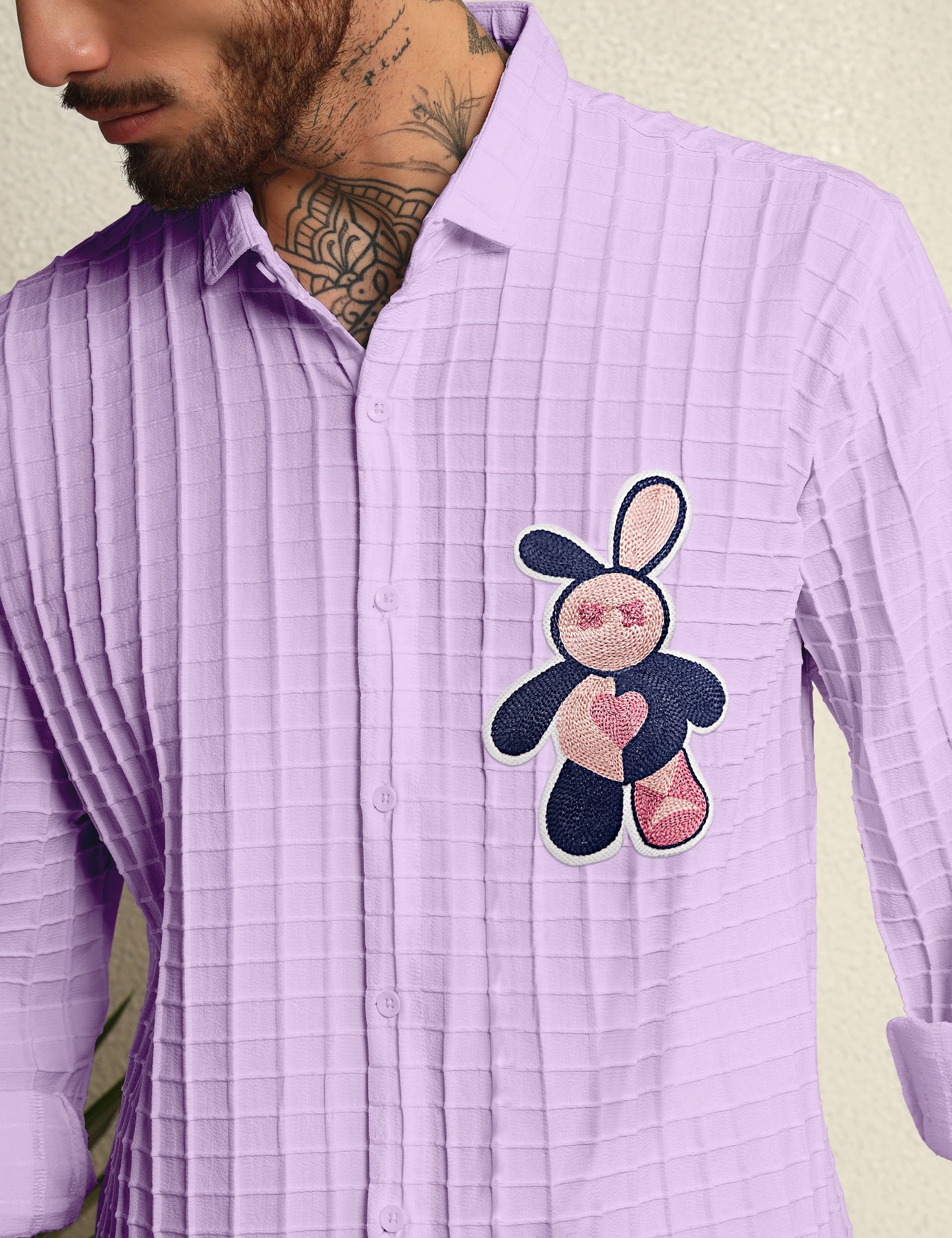Fun Element Embroidery Patch Lavender Shirt