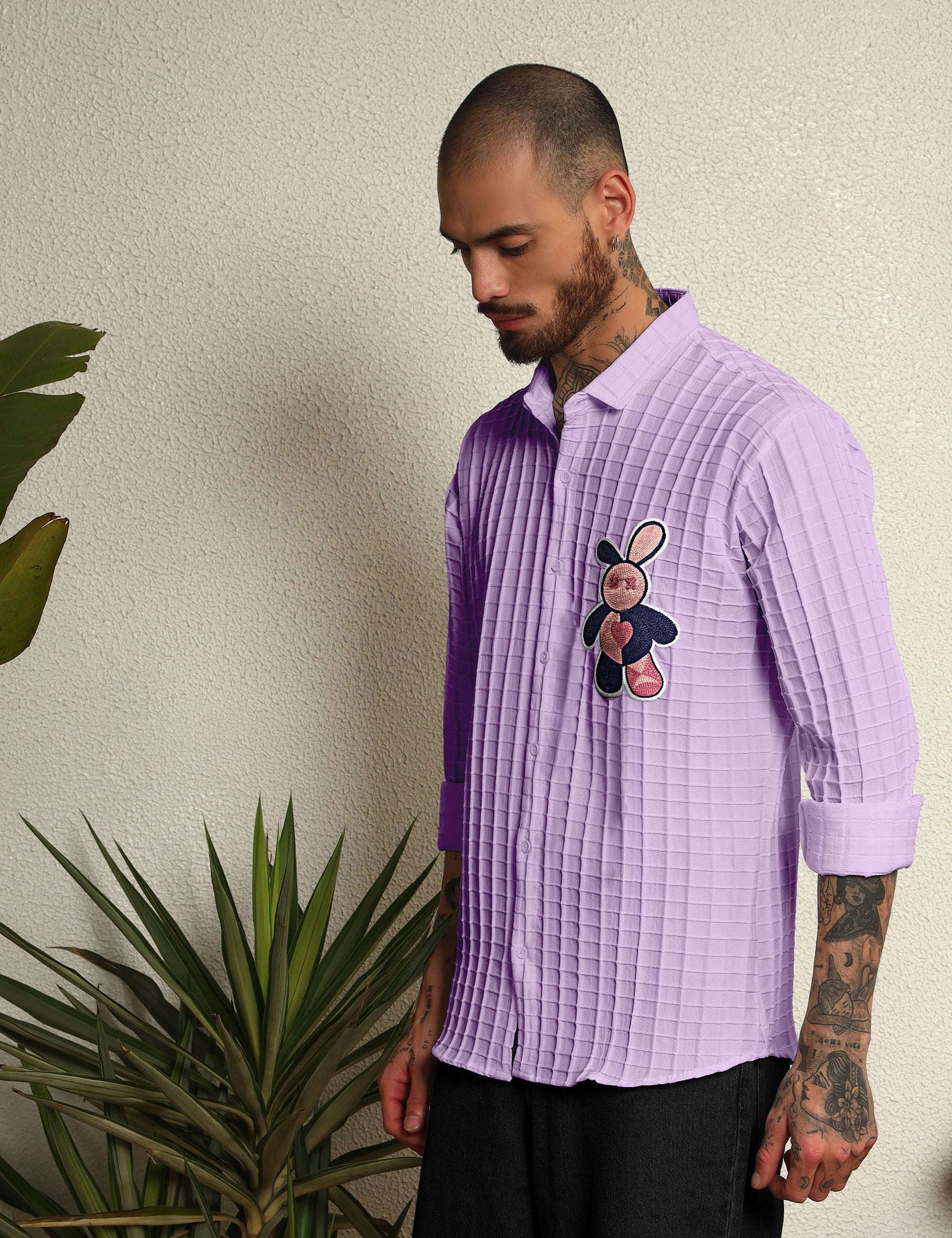 Fun Element Embroidery Patch Lavender Shirt