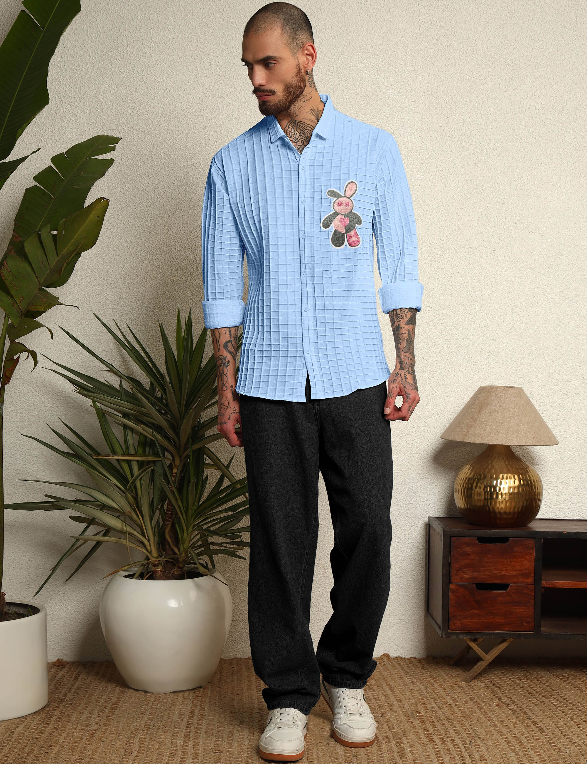 Fun Element Embroidery Patch Light Blue Shirt