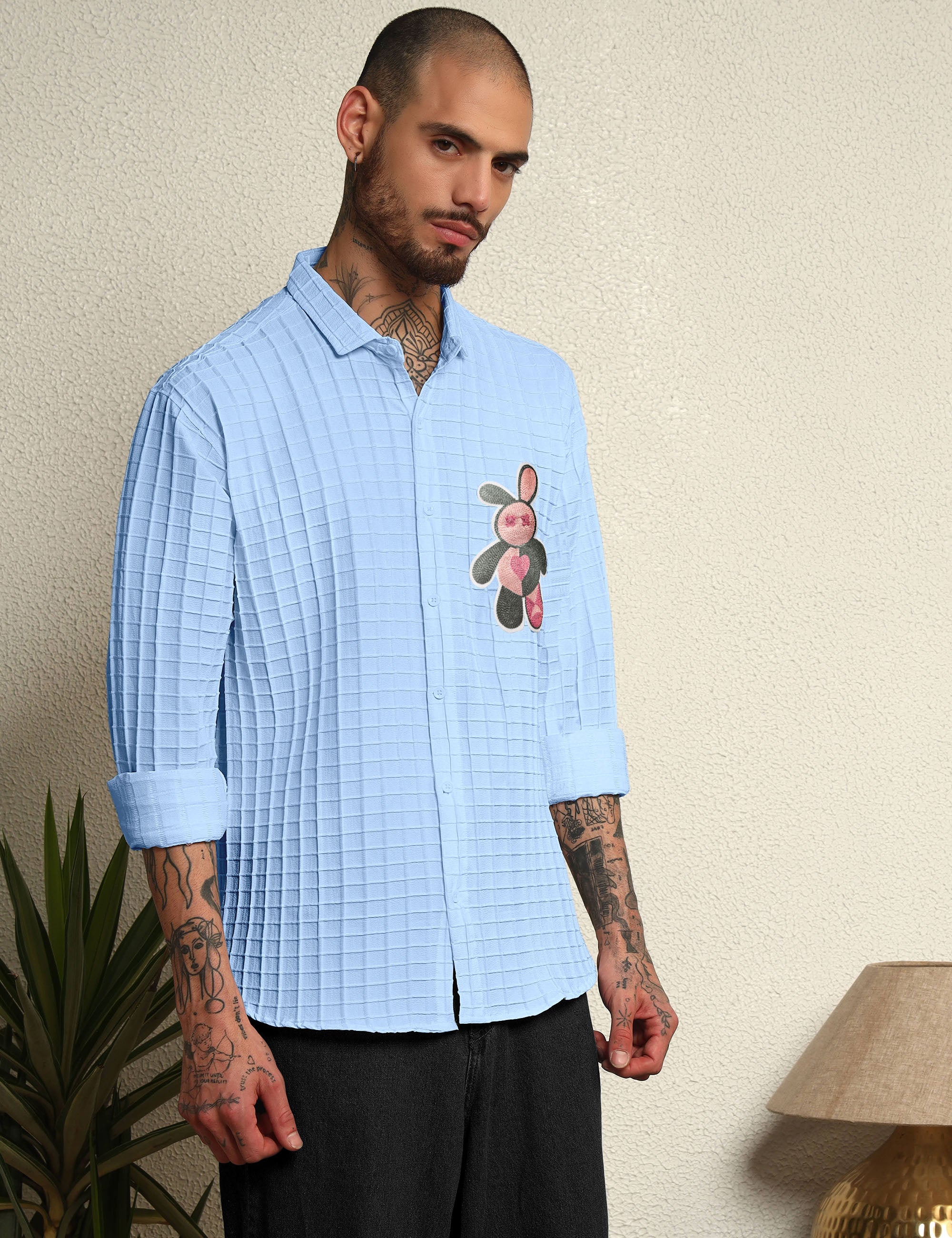 Fun Element Embroidery Patch Light Blue Shirt
