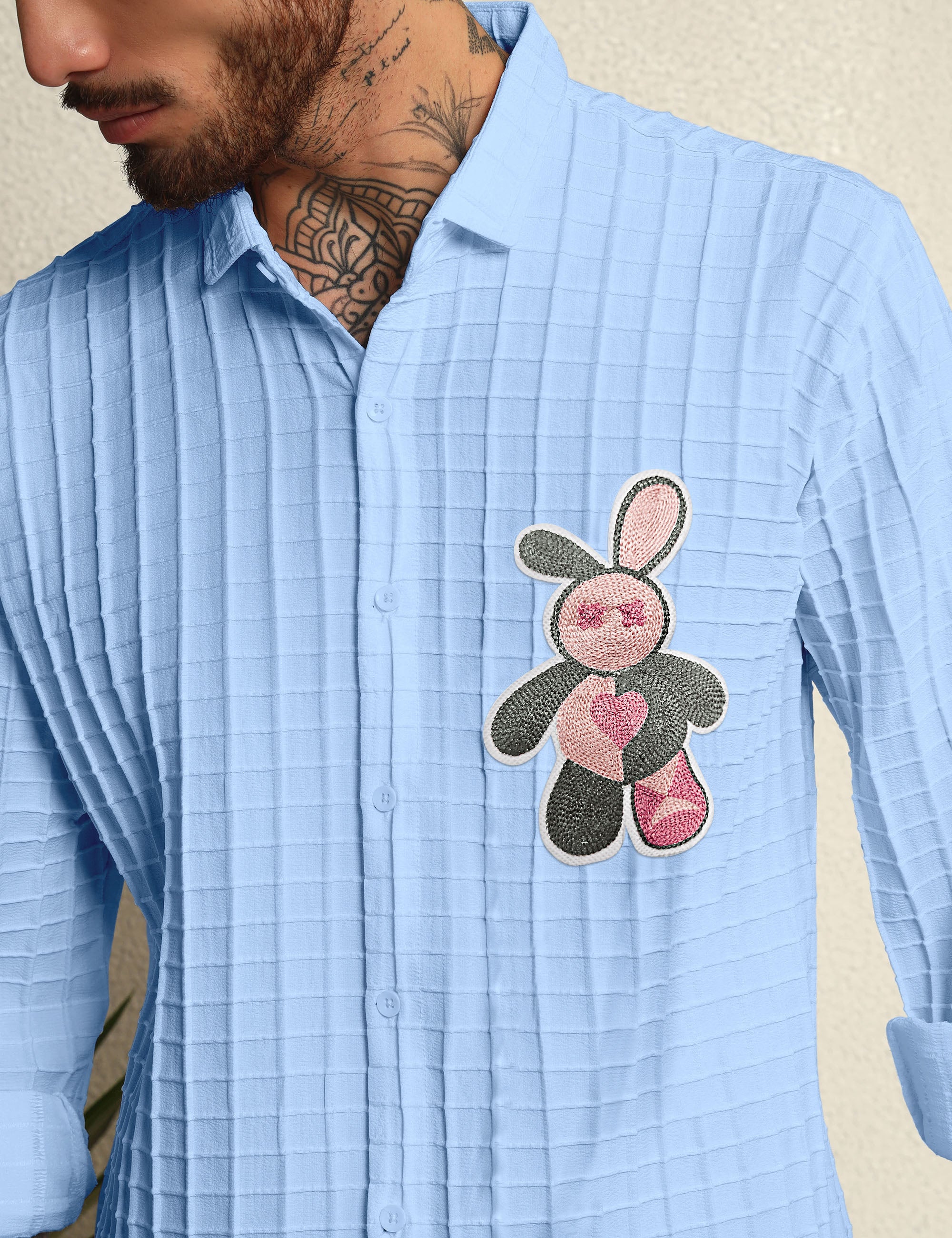 Fun Element Embroidery Patch Light Blue Shirt