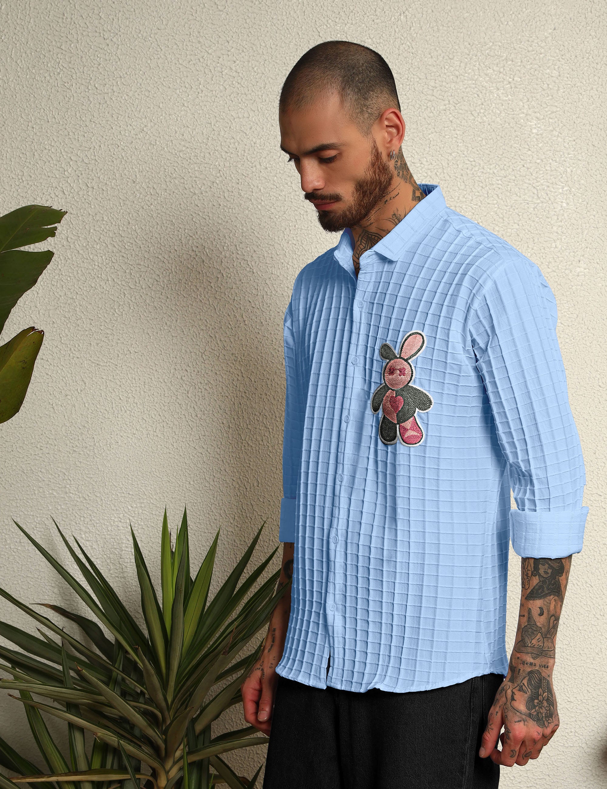Fun Element Embroidery Patch Light Blue Shirt