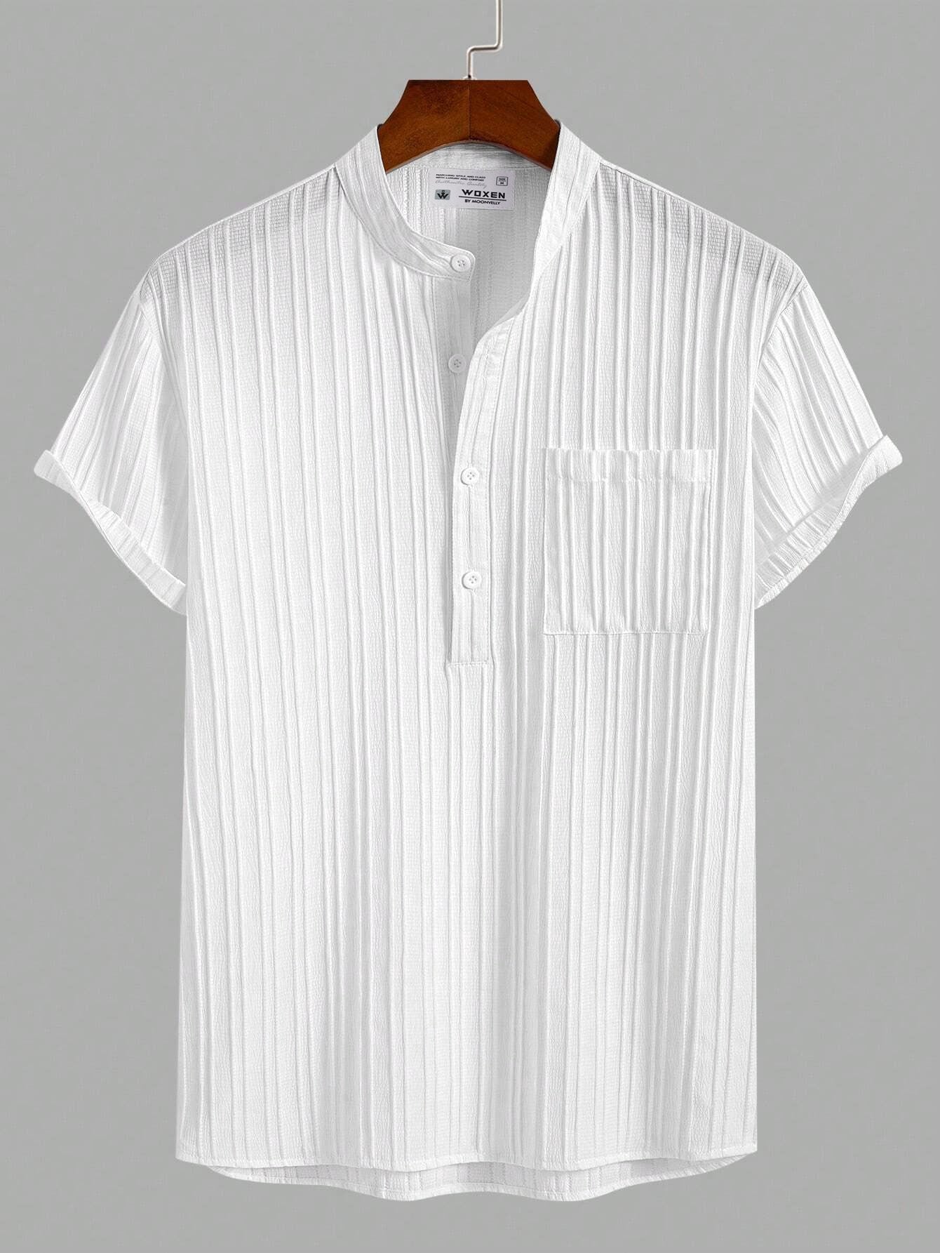 White Breeze Mandarin Collar Shirt