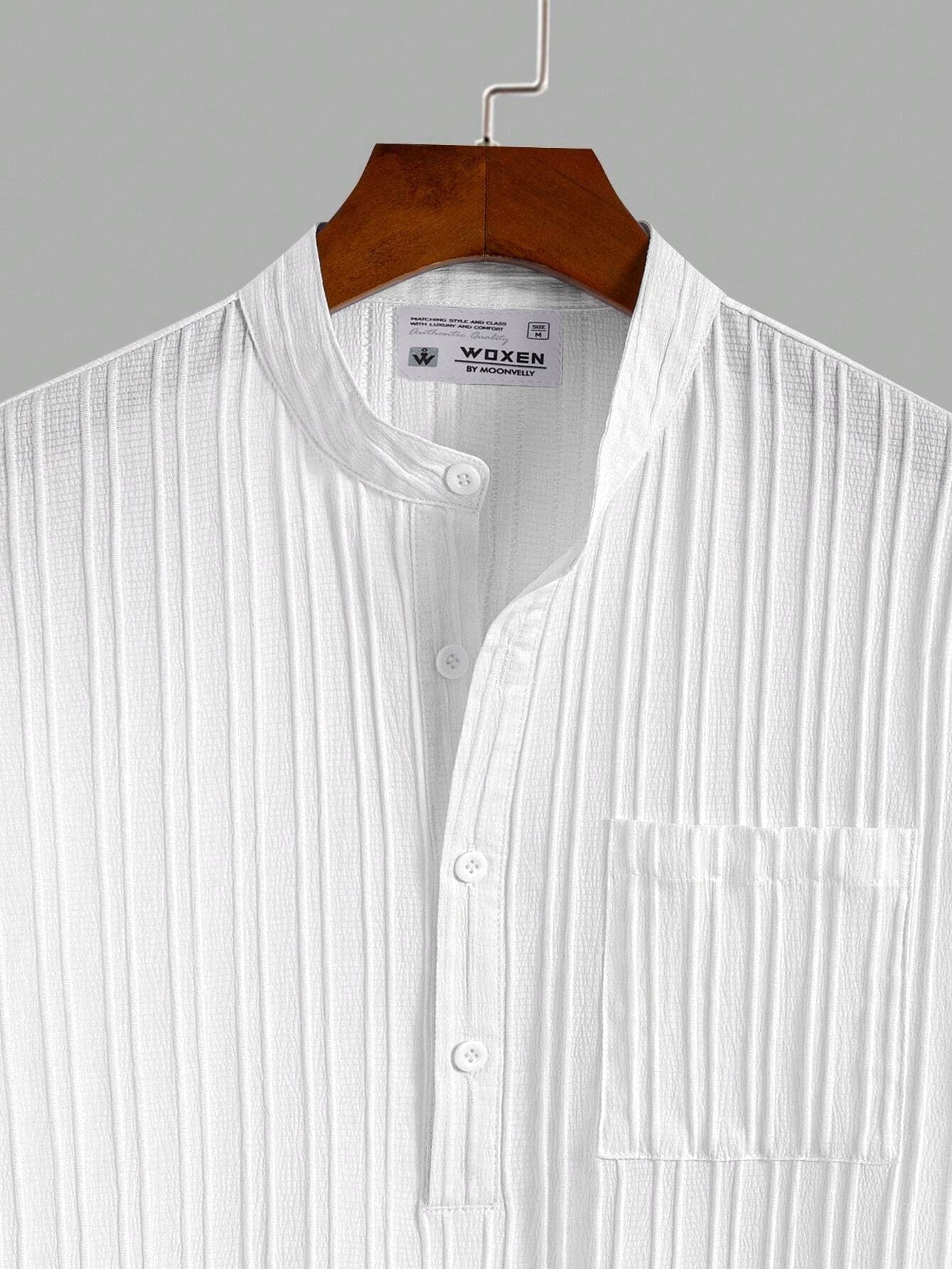 White Breeze Mandarin Collar Shirt