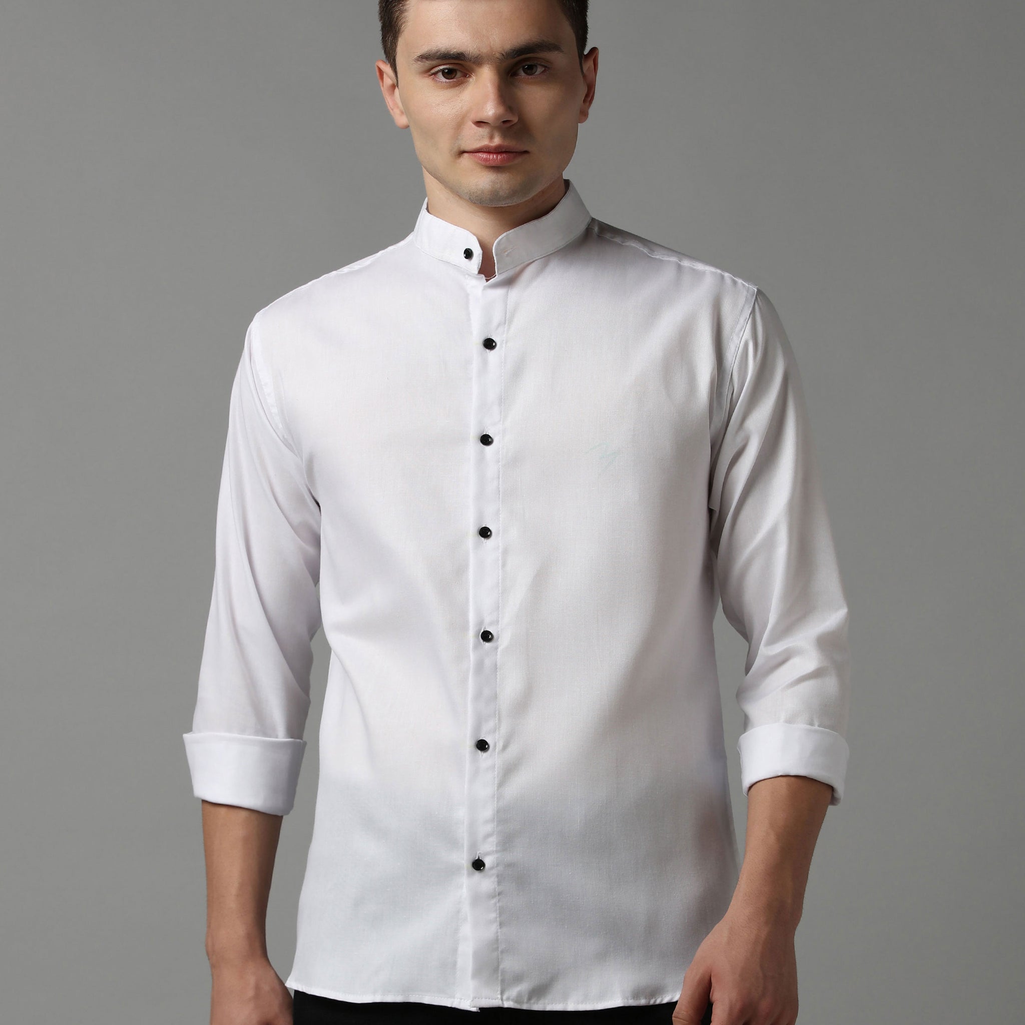 Timeless White Band Collar Shirt