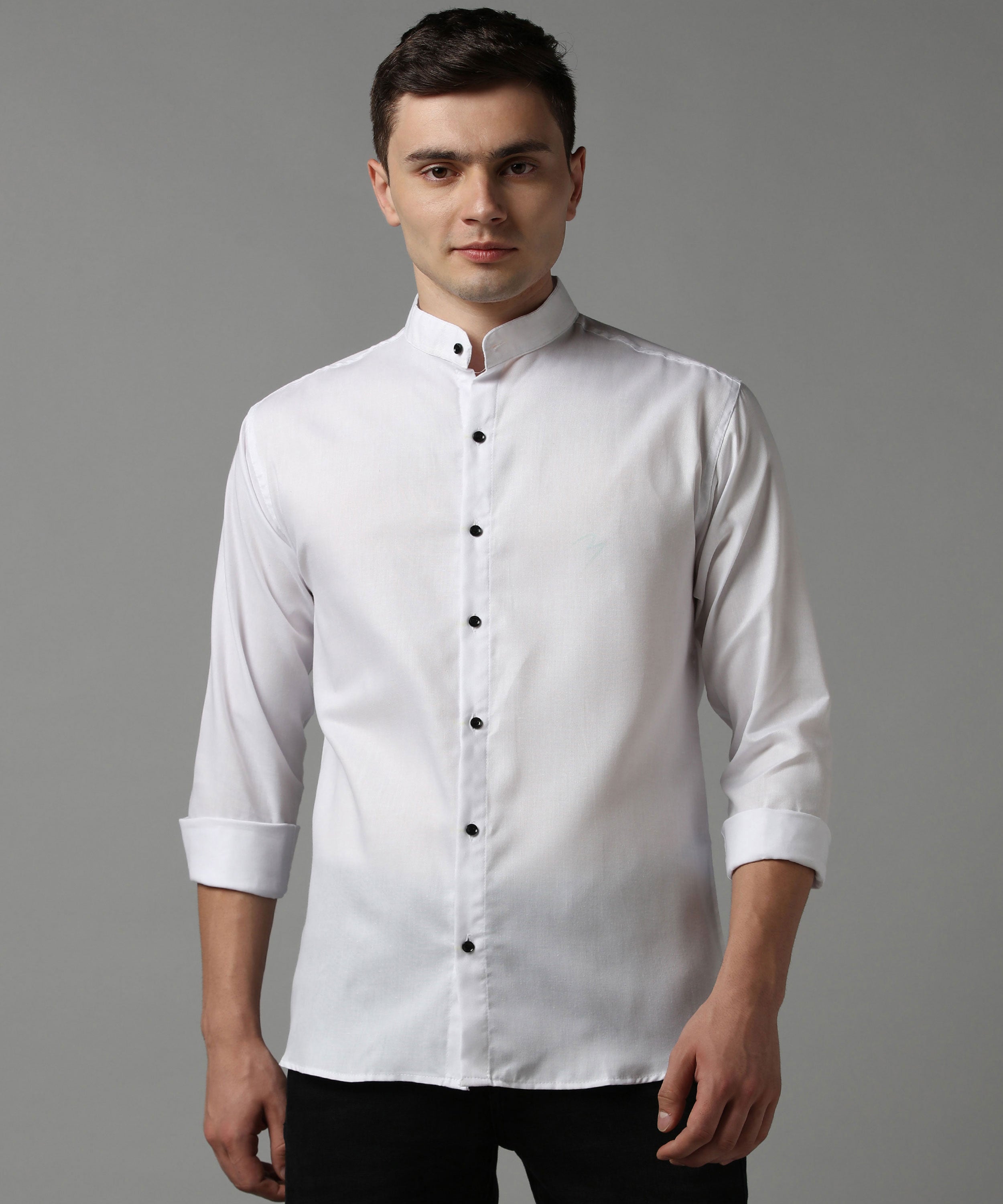 Timeless White Band Collar Shirt