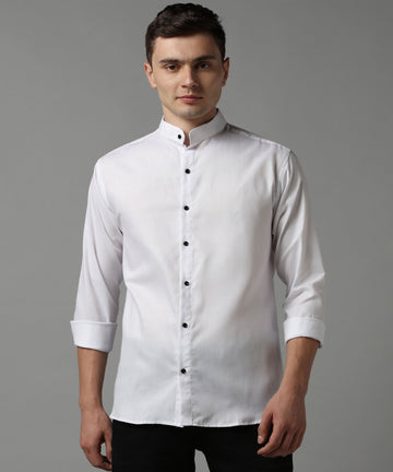 Timeless White Band Collar Shirt