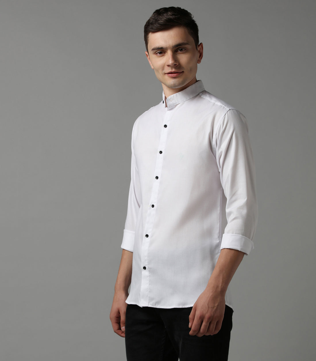 Timeless White Band Collar Shirt