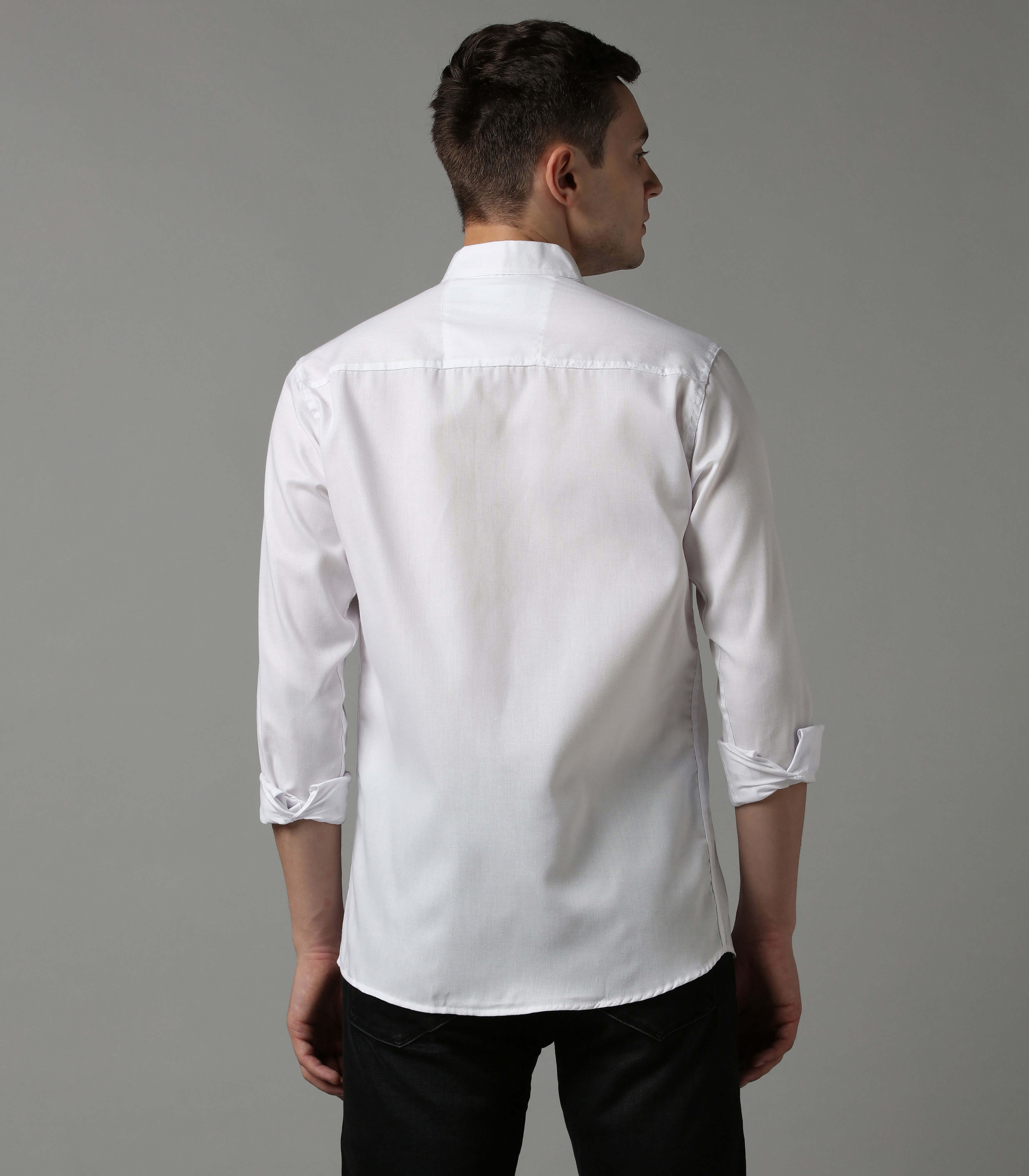 Timeless White Band Collar Shirt