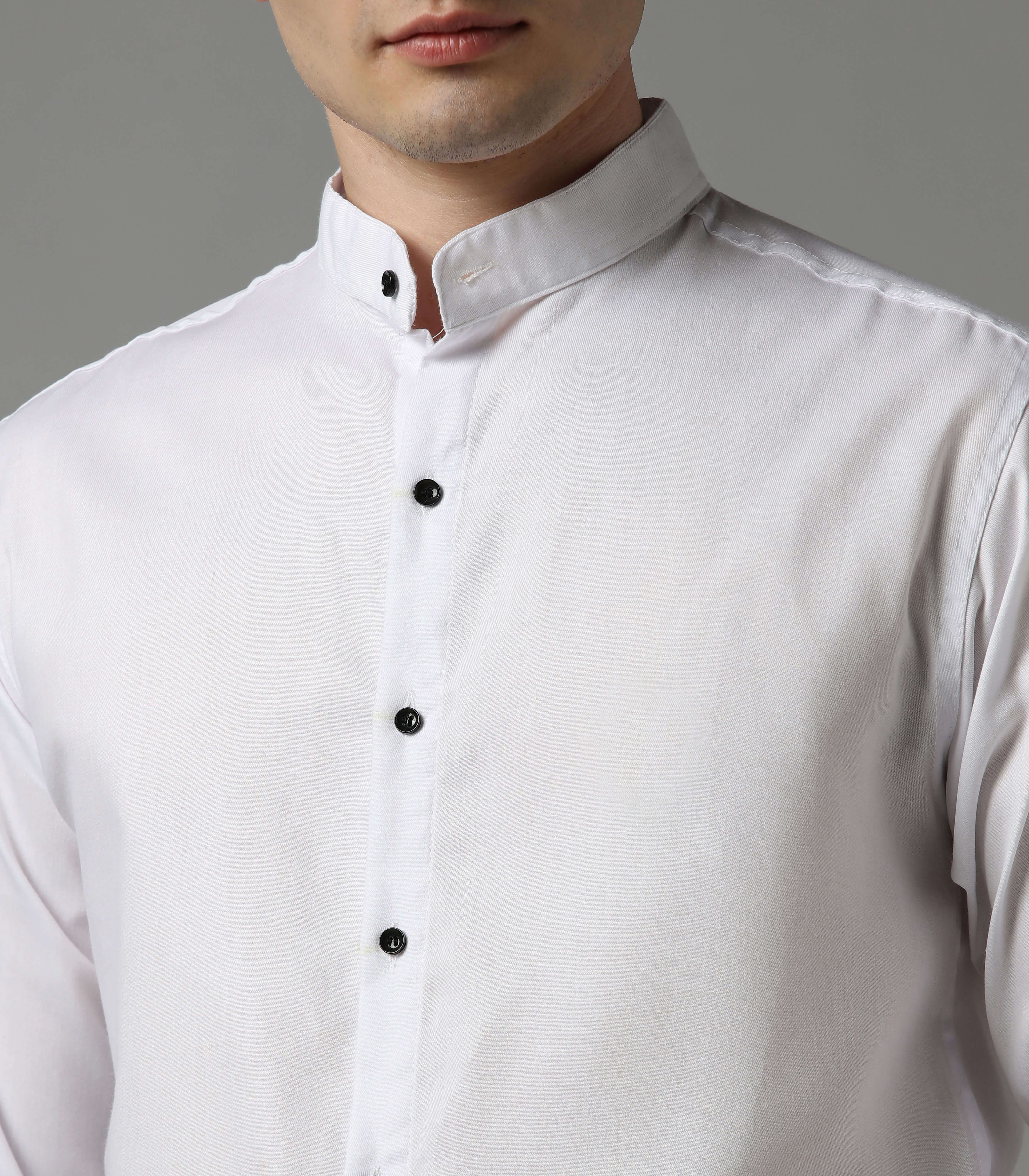 Timeless White Band Collar Shirt