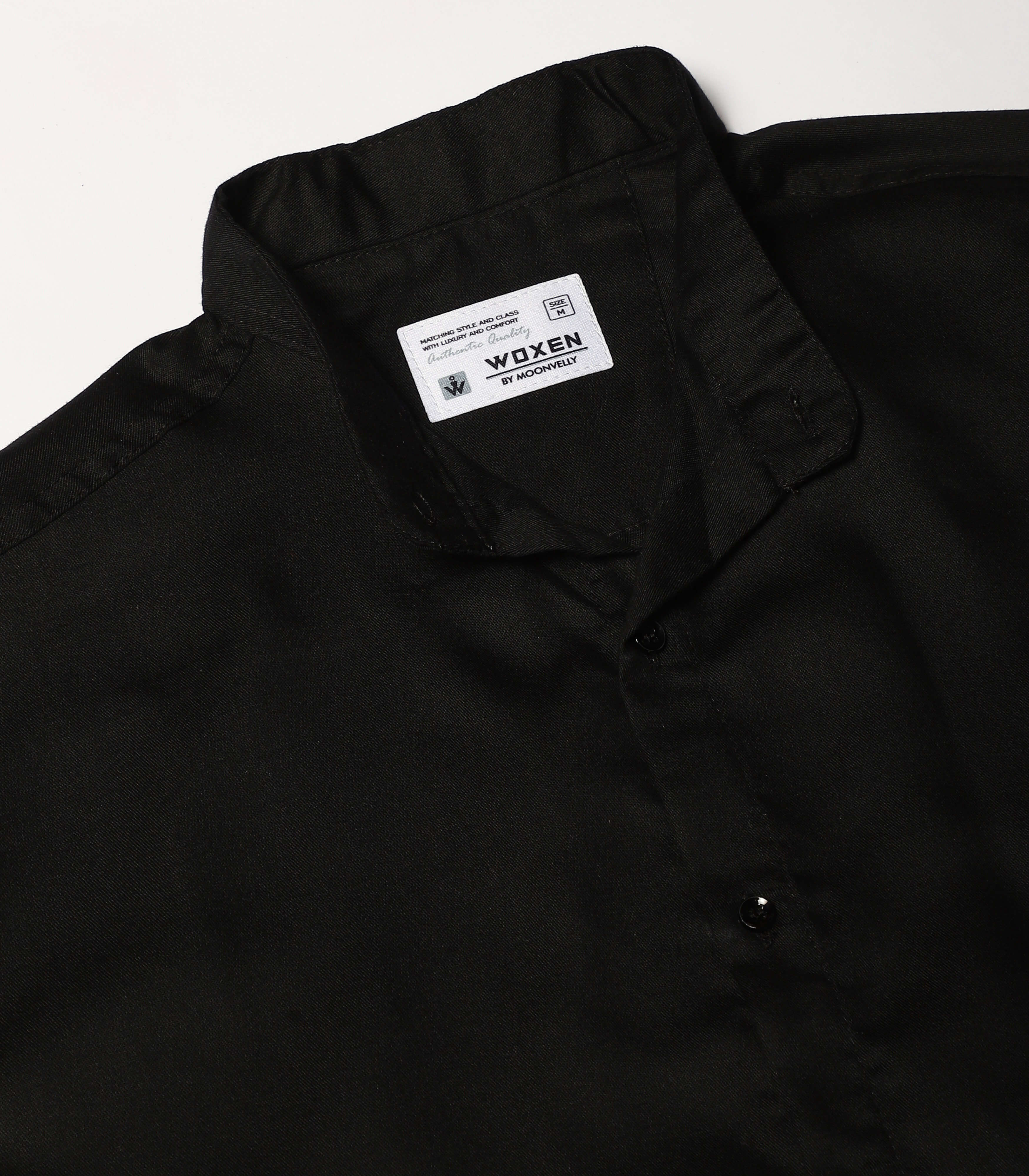 Timeless Black Band Collar Shirt